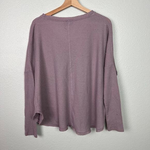 Urban Outfitters Out from Under MED JoJo Button Up Thermal Top Mauve Oversized - Picture 9 of 9